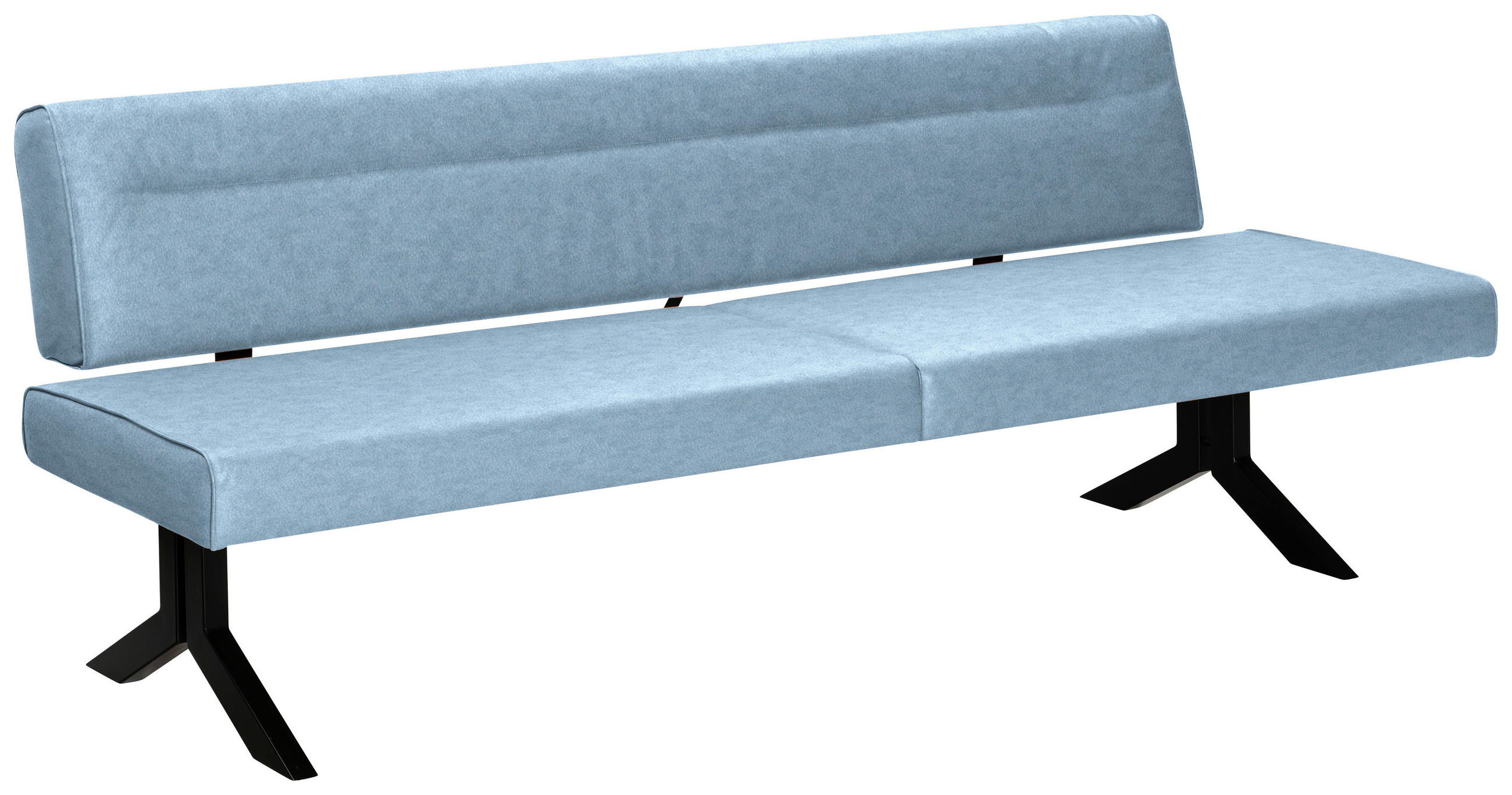 SITZBANK 220/87/70-86 cm Lederlook (vegan) Hellblau  - Schwarz/Hellblau, KONVENTIONELL, Textil/Metall (220/87/70-86cm) - Moderano