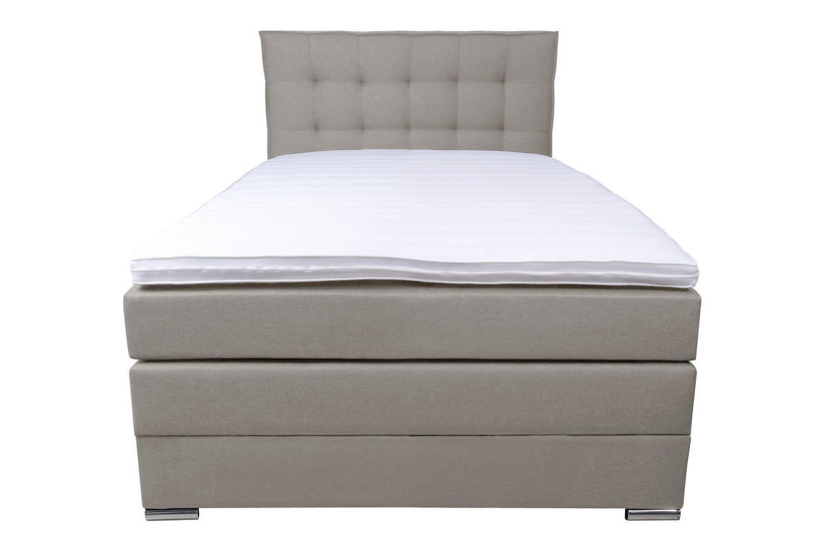 BOXSPRINGBETT 140/200 cm  in Grau  - Chromfarben/Schwarz, Konventionell, Kunststoff/Textil (140/200cm) - Boxxx