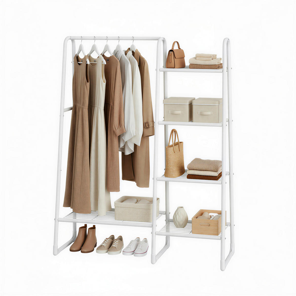 KLEIDERSTÄNDER in Weiß 101,7/153,3/40 cm   - Weiß, Trend, Kunststoff/Metall (101,7/153,3/40cm) - Boxxx