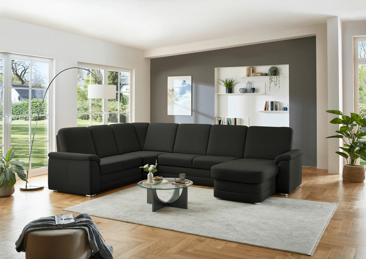 WOHNLANDSCHAFT  in Chenille Anthrazit  - Anthrazit/Alufarben, KONVENTIONELL, Holz/Textil (235/329/160cm) - Beldomo Comfort