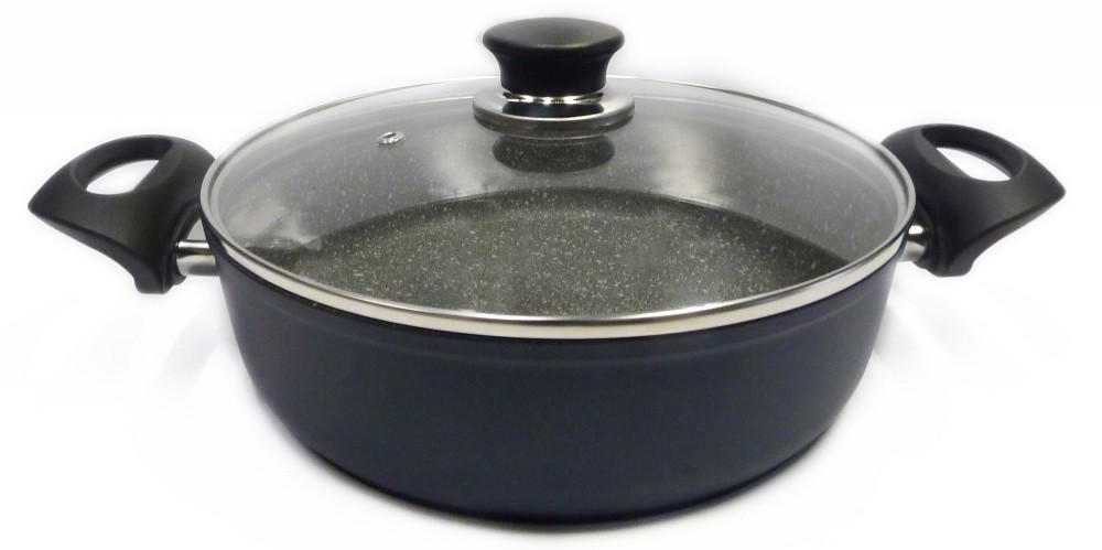 SERVIERPFANNE Capri Granitium PTFE-Antihaftbeschichtung 28 cm  - Silberfarben, Basics, Metall (28cm) - Ballarini