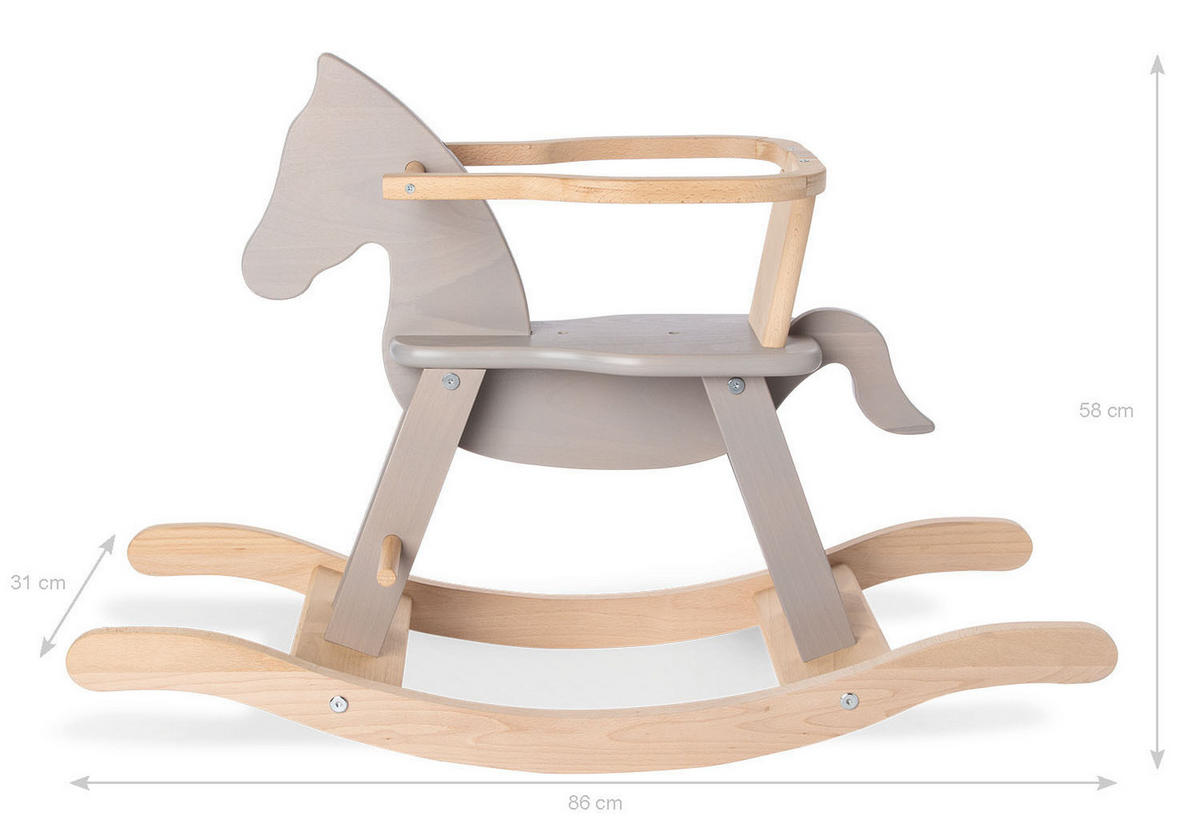 SCHAUKELPFERD Pinolino  - Hellgrau/Naturfarben, Basics, Holz (86/31/58cm) - Pinolino