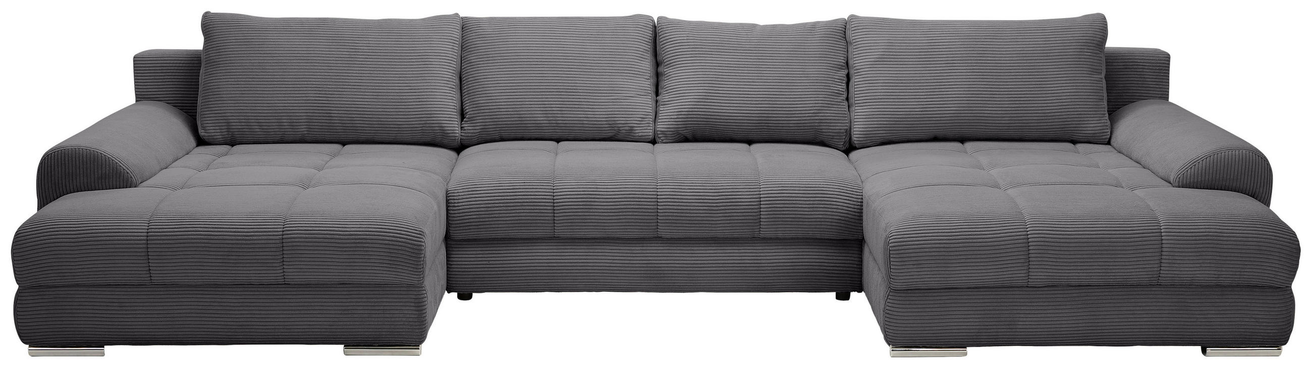 WOHNLANDSCHAFT Anthrazit Cord  - Chromfarben/Anthrazit, KONVENTIONELL, Kunststoff/Textil (180/376/180cm) - Carryhome