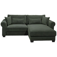 KOTNA SEDEŽNA GARNITURA, rebrasti žamet temno zelena  - črna/temno zelena, Basics, umetna masa/tekstil (255/185cm) - MID.YOU