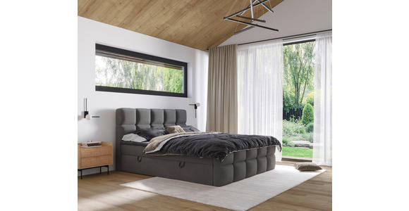 BOXBETT 180/200 cm in Dunkelgrau - Dunkelgrau, Design, Kunststoff/Textil (180/200cm) - Xora