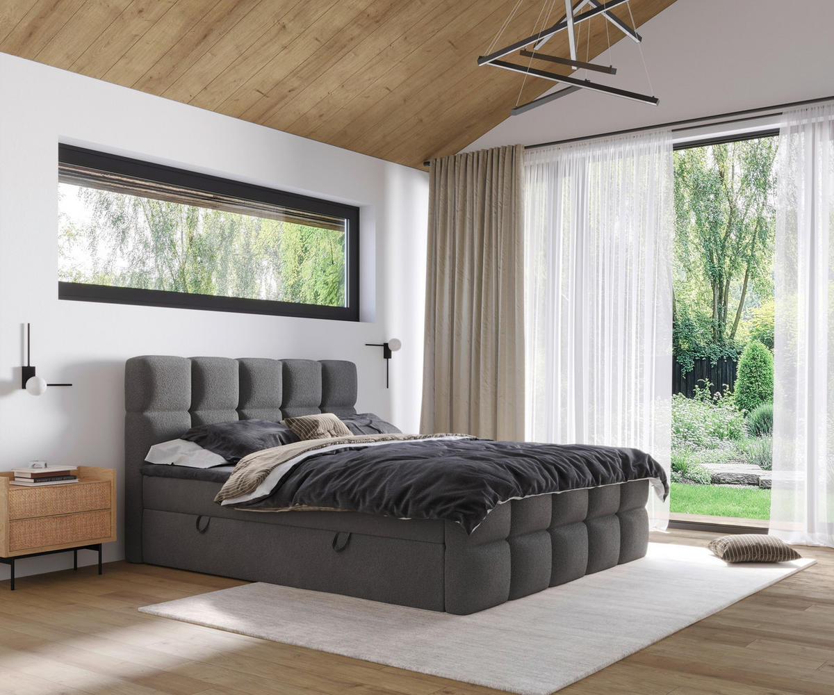 BOXBETT 180/200 cm  in Dunkelgrau  - Dunkelgrau, Design, Kunststoff/Textil (180/200cm) - Boxxx