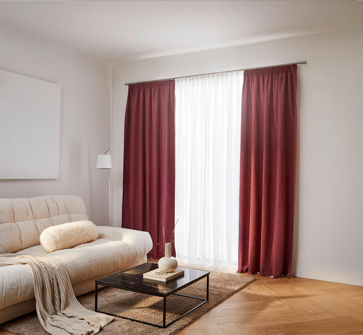 KUSOVÁ ZÁCLONA, 300/175 cm - biela, Basics, textil (300/175cm) - Esposa
