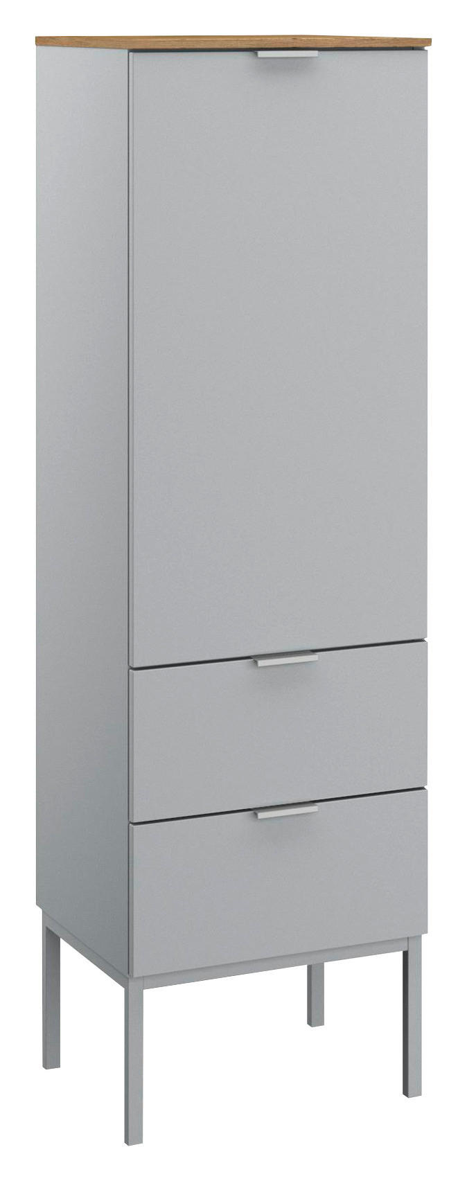 KOMMODE 40/138/42 cm Grau, Eichefarben  - Eichefarben/Alufarben, Trend, Holzwerkstoff/Kunststoff (40/138/42cm) - Stylife