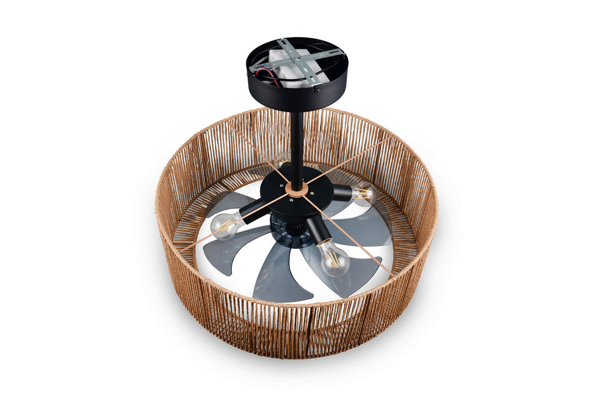 DECKENVENTILATOR - Schwarz/Braun, Design, Kunststoff/Textil (61/5cm)