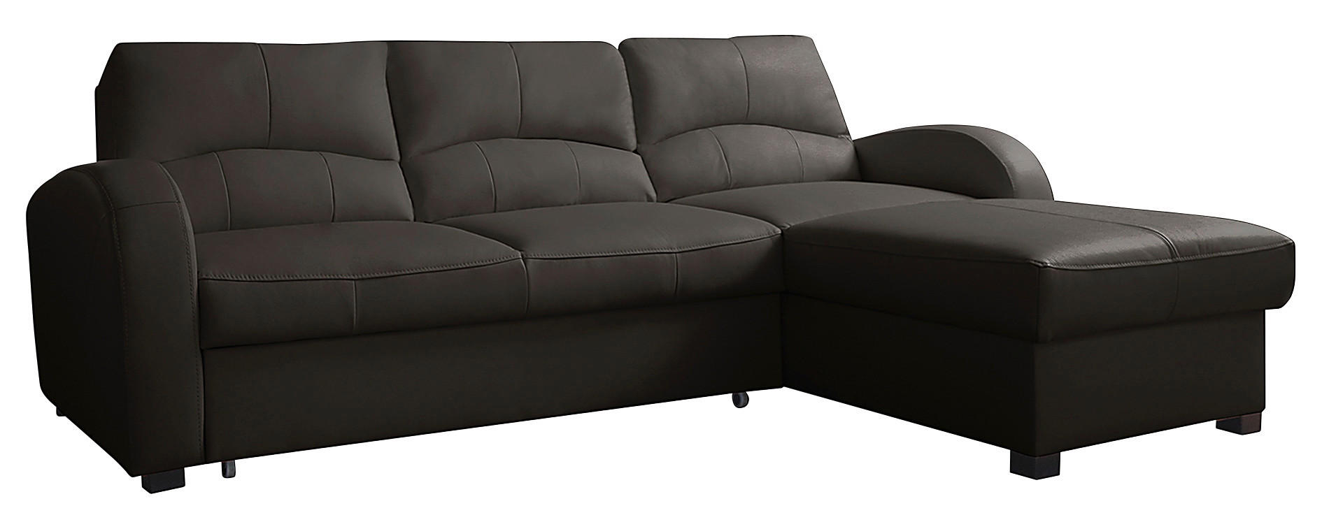 ECKSOFA Dunkelbraun Echtleder Lederlook  - Dunkelbraun/Schwarz, Design, Leder/Kunststoff (227/168cm) - Livetastic