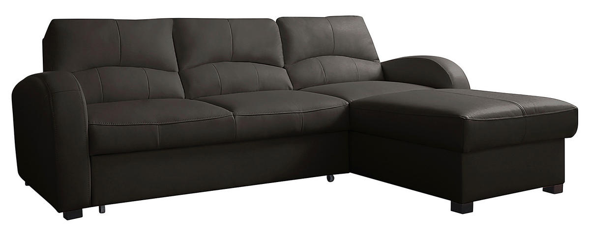 ECKSOFA in Lederlook Echtleder Dunkelbraun  - Dunkelbraun/Schwarz, Design, Leder/Kunststoff (227/168cm) - Livetastic