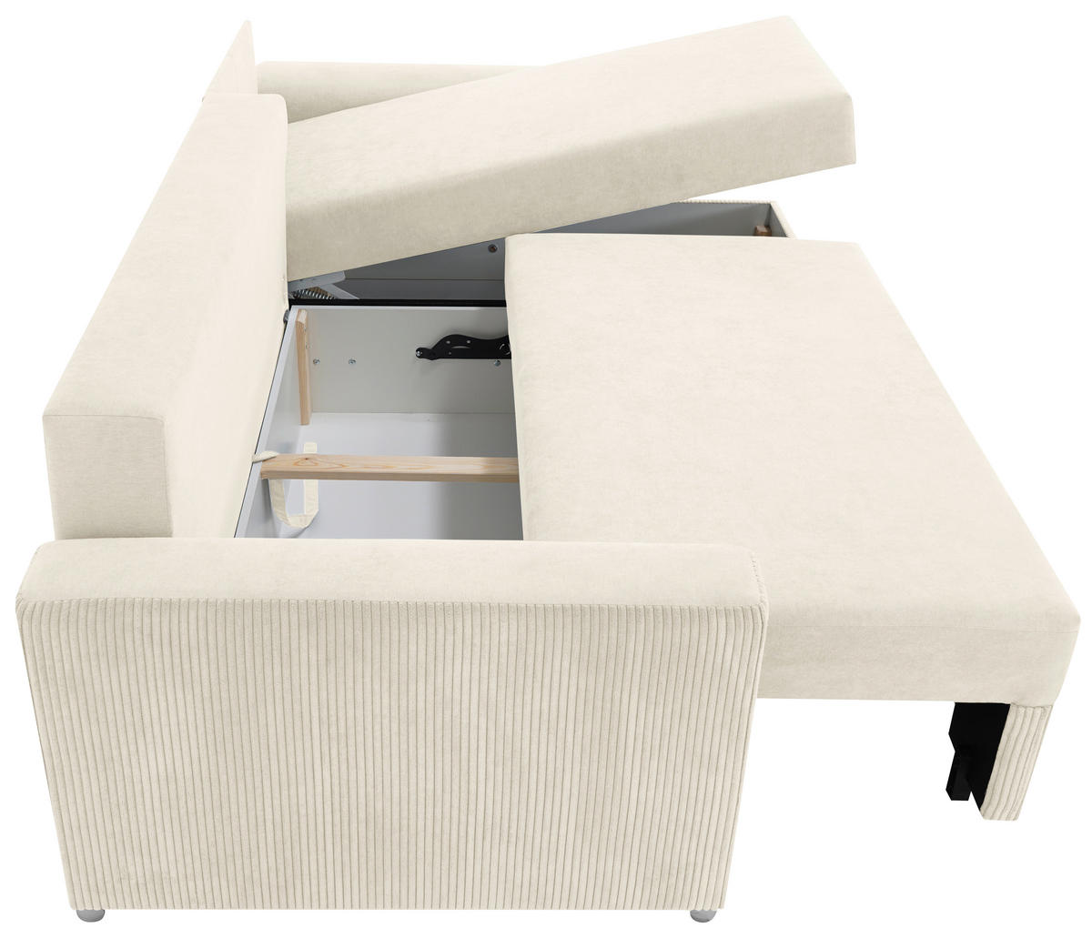 ECKSOFA in Cord, Mikrofaser Creme  - Chromfarben/Creme, Design, Kunststoff/Textil (239/141cm) - Livetastic