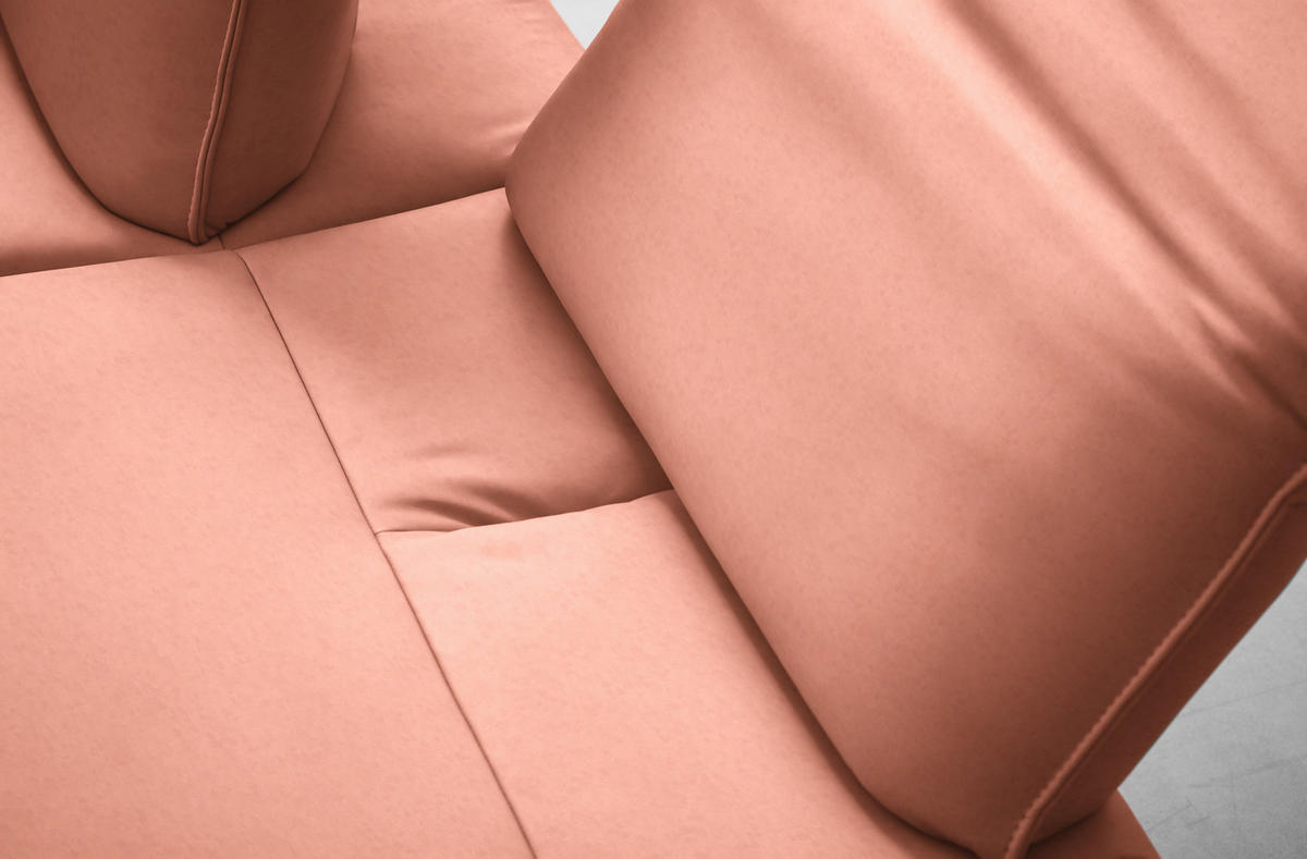 ECKSOFA Echtleder Lachsfarben  - Anthrazit/Lachsfarben, Design, Leder/Metall (290/230cm) - Johann Jakob