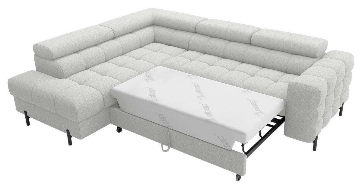 ECKSOFA FERUCCE in Teddystoff Grau  200/276 cm  - Schwarz/Grau, Design, Textil/Metall (200/276cm) - MID.YOU