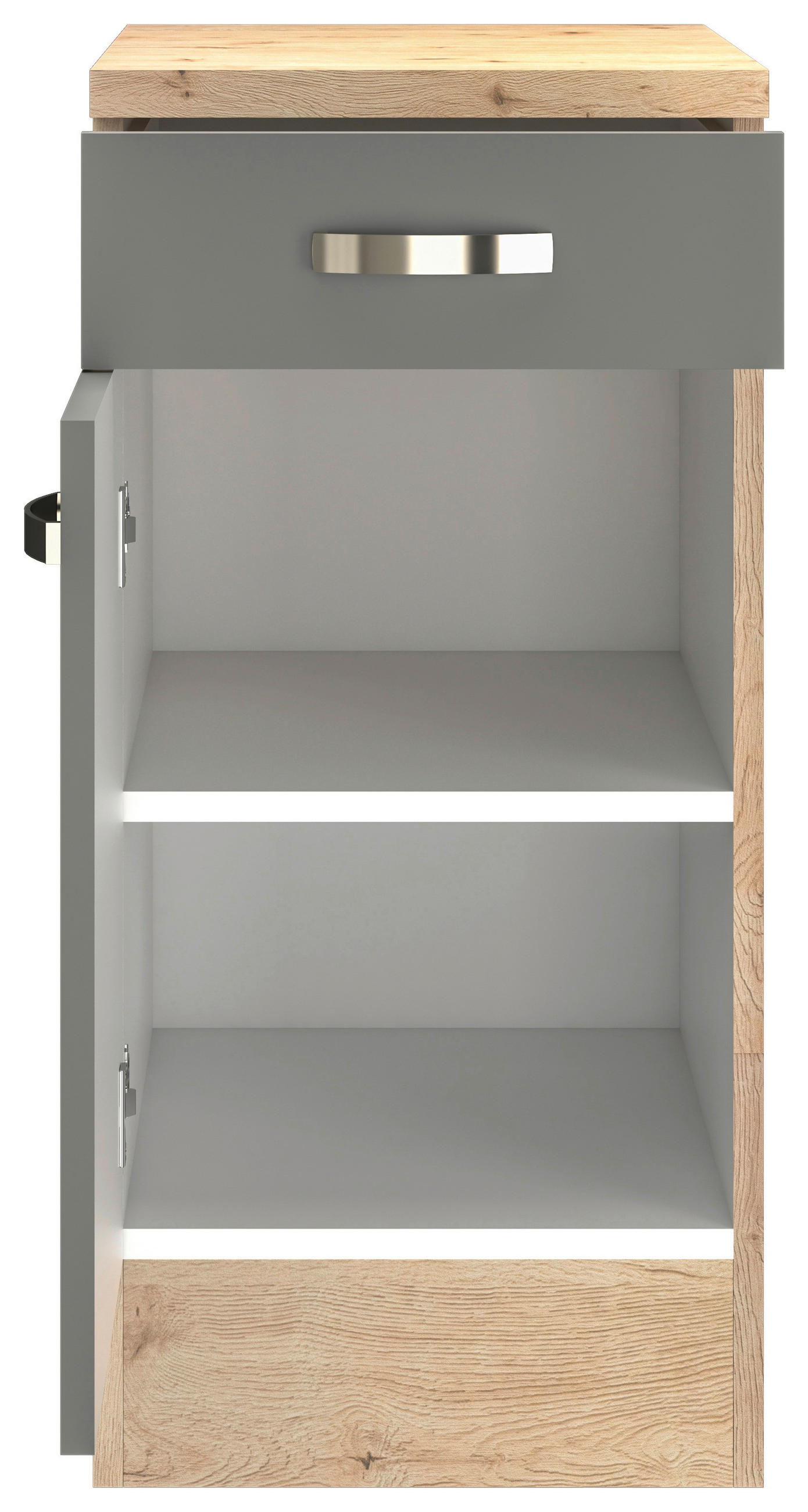KÜCHENUNTERSCHRANK 40/85/60 cm in Dunkelgrau, Eiche San Remo - Edelstahlfarben/Dunkelgrau, MODERN, Holzwerkstoff/Metall (40/85/60cm) - FlexWell