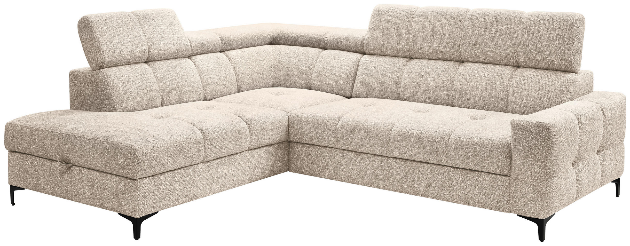 ECKSOFA in Struktur Beige  - Beige/Schwarz, Modern, Textil/Metall (212/254cm) - Carryhome