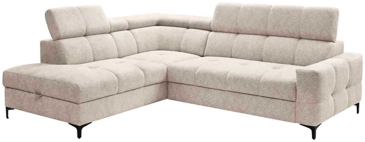 ECKSOFA in Struktur Beige  - Beige/Schwarz, Modern, Textil/Metall (212/254cm) - Carryhome