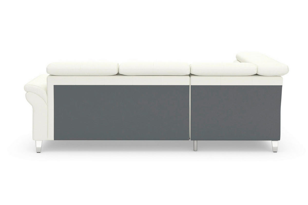 ECKSOFA 194/245 cm ARNGAST E in Echtleder Weiß Kopfteilverstellung  194/245 cm  - Chromfarben/Weiß, Basics, Leder/Textil (194/245cm) - Sit & More