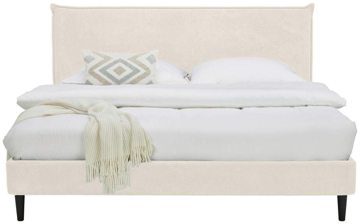 ČALÚNENÁ POSTEĽ, 180/200 cm, krémová - čierna/prírodná farba, Modern, drevo/textil (180/200cm) - Livetastic
