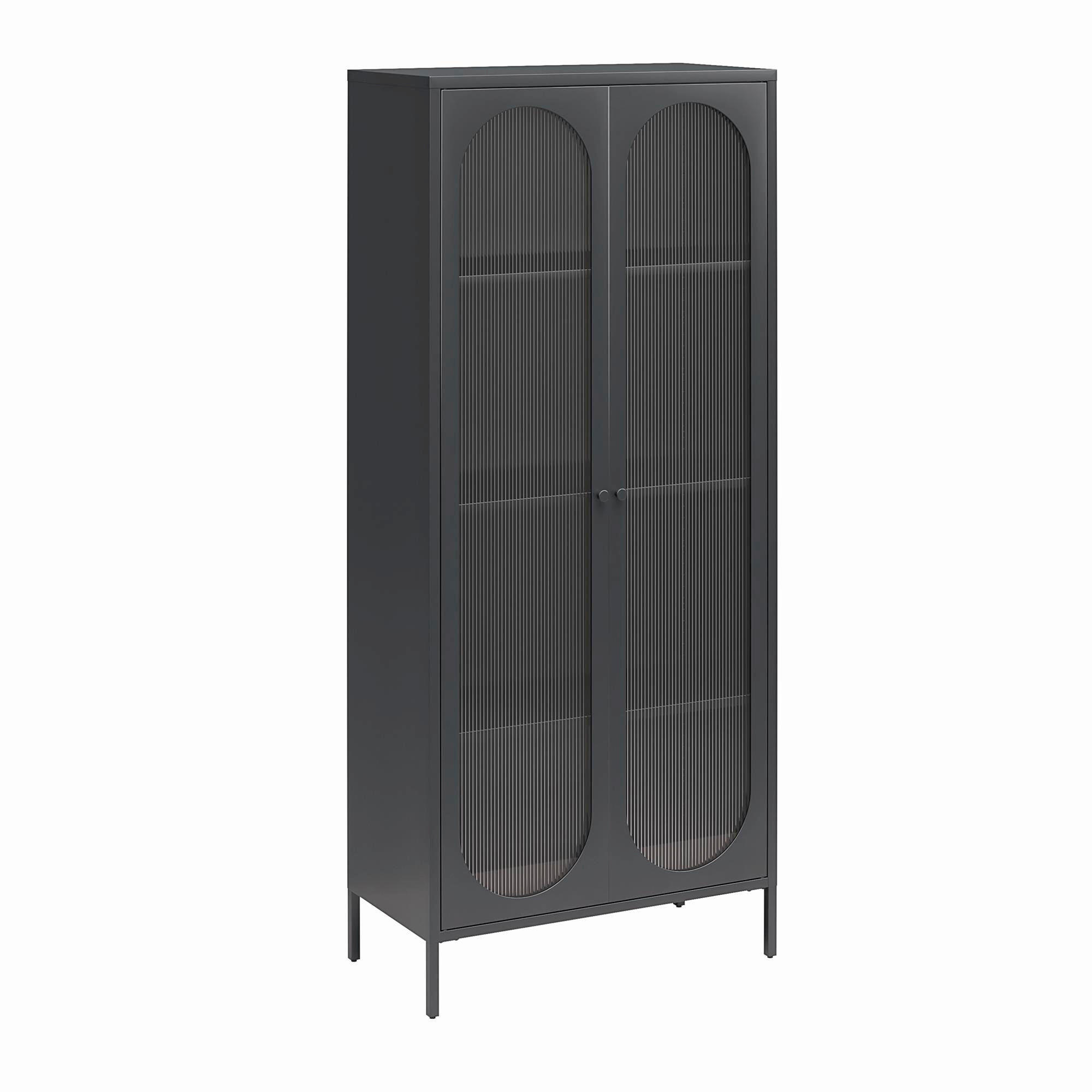 Mid.you Vitrine Luna Schwarz 80x40x186 cm