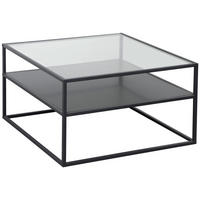 COUCHTISCH in Metall, Holzwerkstoff 70/70/43 cm  - Schwarz, Design, Glas/Holzwerkstoff (70/70/43cm) - Boxxx