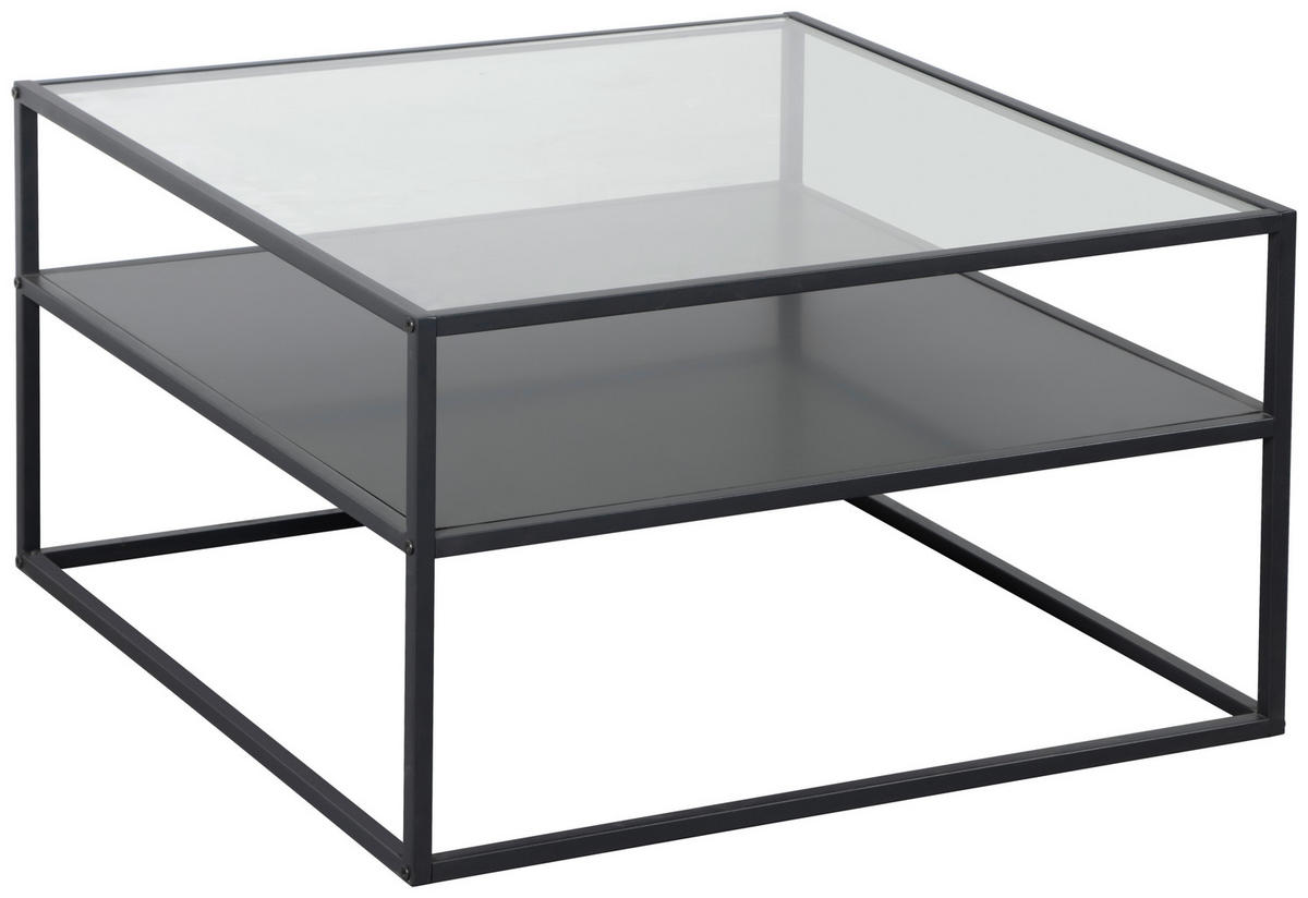 COUCHTISCH in Metall, Holzwerkstoff 70/70/43 cm  - Schwarz, Design, Glas/Holzwerkstoff (70/70/43cm) - Boxxx
