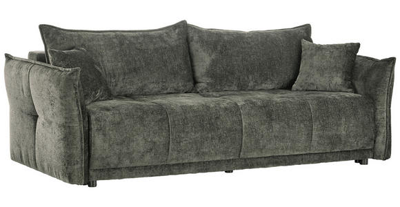 BOXSPRINGSOFA Chenille Dunkelgrün  - Dunkelgrün/Schwarz, MODERN, Kunststoff/Textil (235/95/108cm) - Hom`in