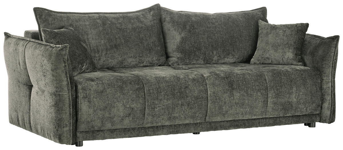 BOXSPRINGSOFA  mit Stoffauswahl, Liegefunktion, Schlafen auf Sitzhöhe, Rücken echt Chenille Dunkelgrün  - Dunkelgrün/Schwarz, MODERN, Kunststoff/Textil (235/95/108cm) - Hom`in