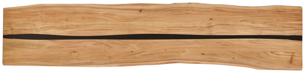 SITZBANK Schwarz, Akaziefarben Akazie vollmassiv  - Schwarz/Akaziefarben, LIFESTYLE, Holz/Metall (200/40/45cm) - Landscape
