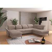 WOHNLANDSCHAFT in Flachgewebe Greige  - Greige/Schwarz, Konventionell, Textil/Metall (198/359/231cm) - Sit & More