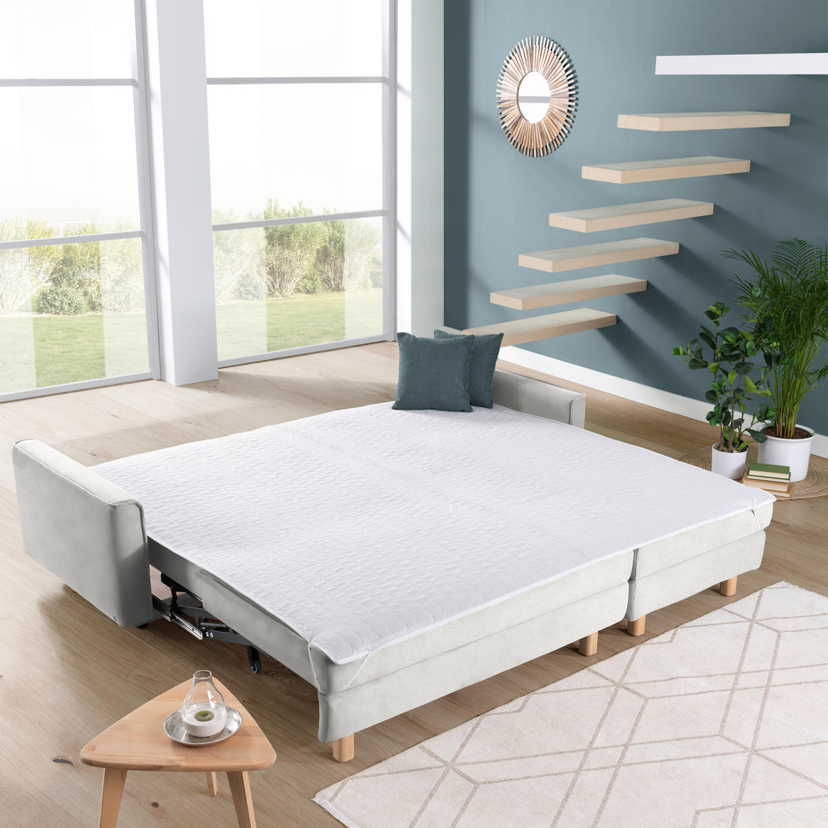 ECKSOFA in Chenille Ecru  237/170 cm  - Ecru/Eichefarben, KONVENTIONELL, Holz/Textil (237/170cm) - Sedda