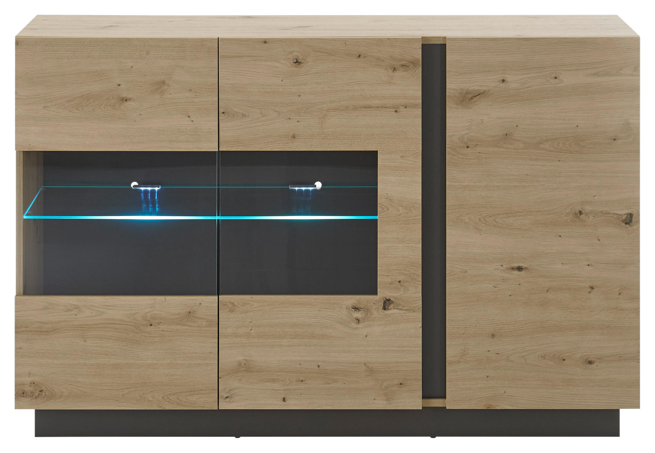 SIDEBOARD  in 138/91/40 cm  - Eiche Artisan/Grau, Design, Glas/Holzwerkstoff (138/91/40cm) - MID.YOU