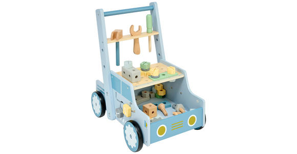 LAUFLERNWAGEN - Blau/Hellgelb, Basics, Holz/Kunststoff (40/29,5/46cm) - My Baby Lou