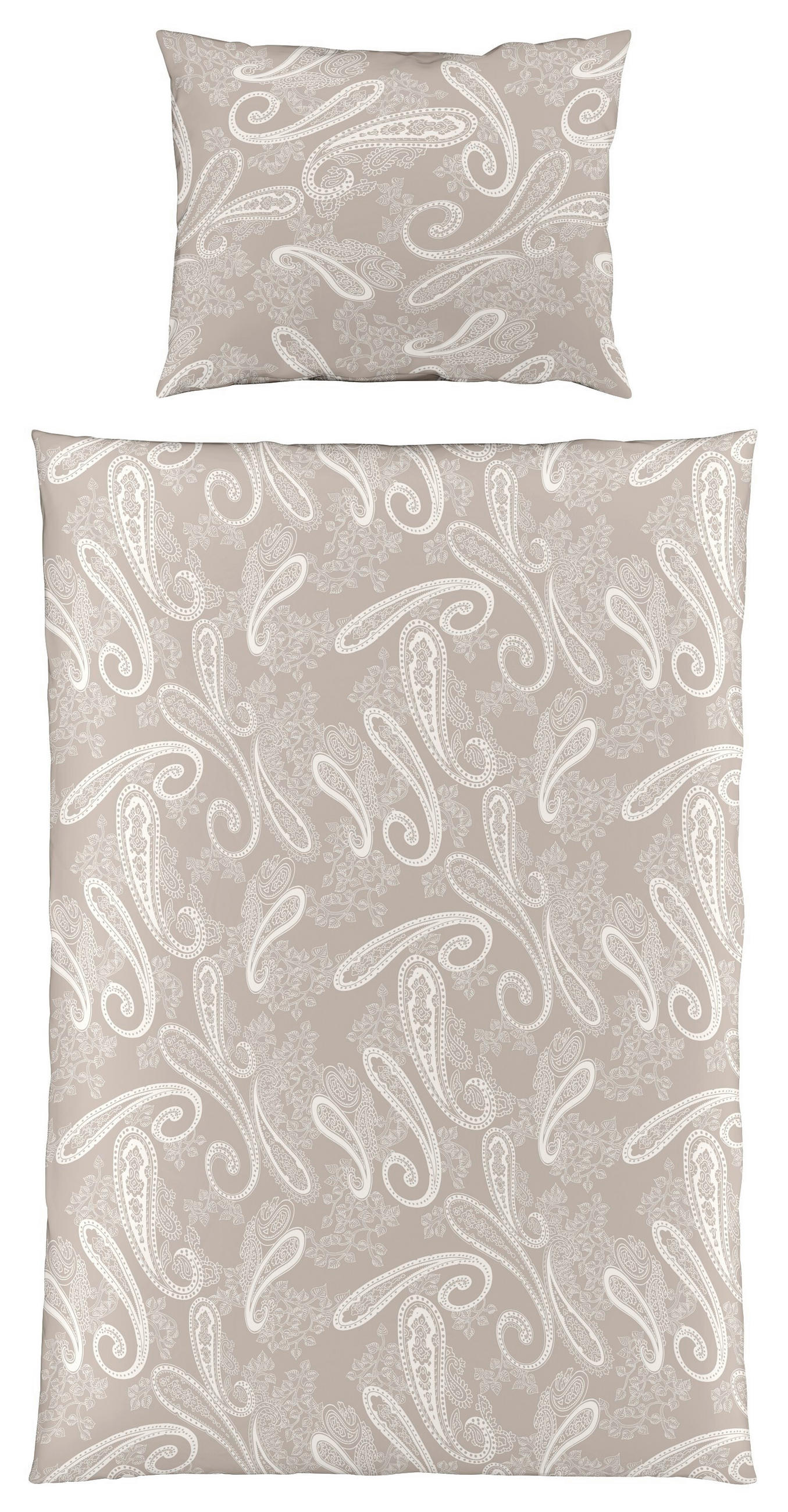 BETTWÄSCHE Makosatin 140/200 cm  - Sandfarben/Weiß, Basics, Textil (140/200cm) - Fleuresse