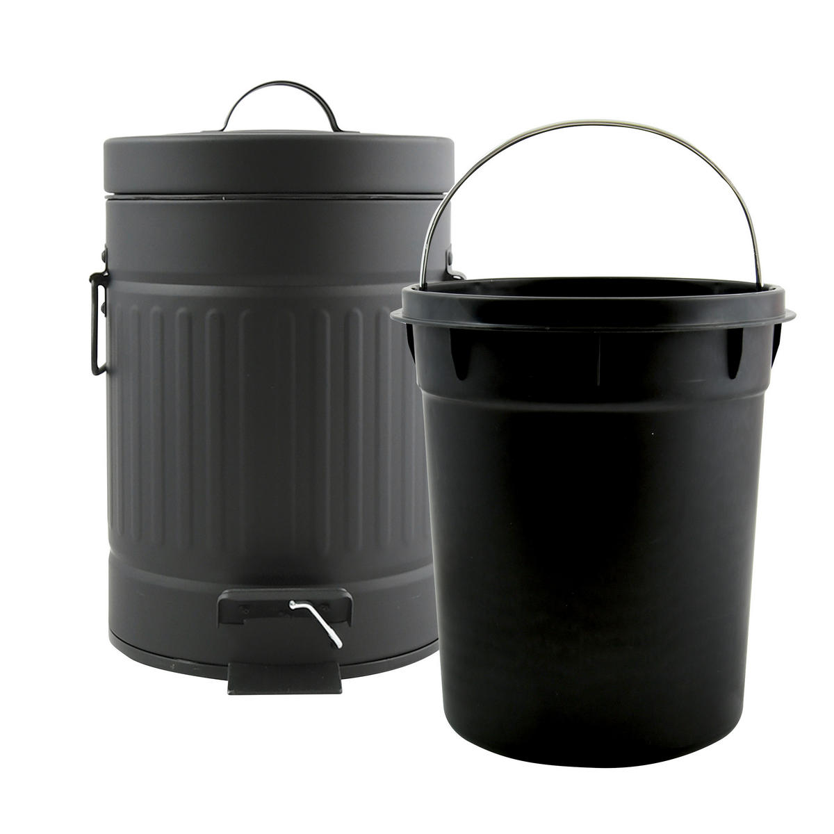 TRETEIMER 3 l  Metall  - Schwarz, Basics, Kunststoff/Metall (25/17/17cm) - MSV