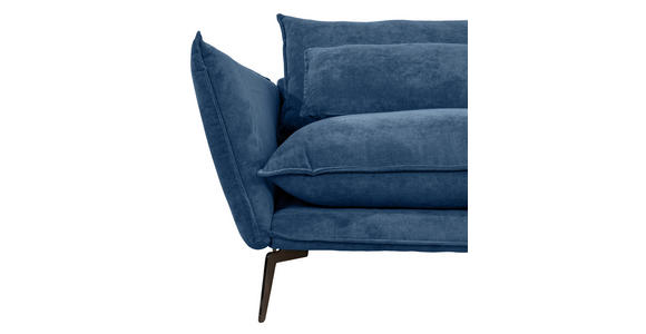 ECKSOFA in Webstoff Blau  - Blau/Schwarz, Design, Textil/Metall (338/165cm) - Hom`in