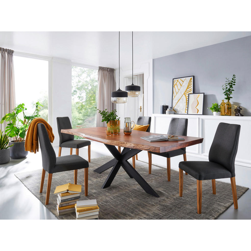Thumbnail - Livetastic Esstisch, Akazie, Holz, Akazie, massiv, rechteckig, X-Form, 90x76x160 cm, Esszimmer, Tische, Esstische