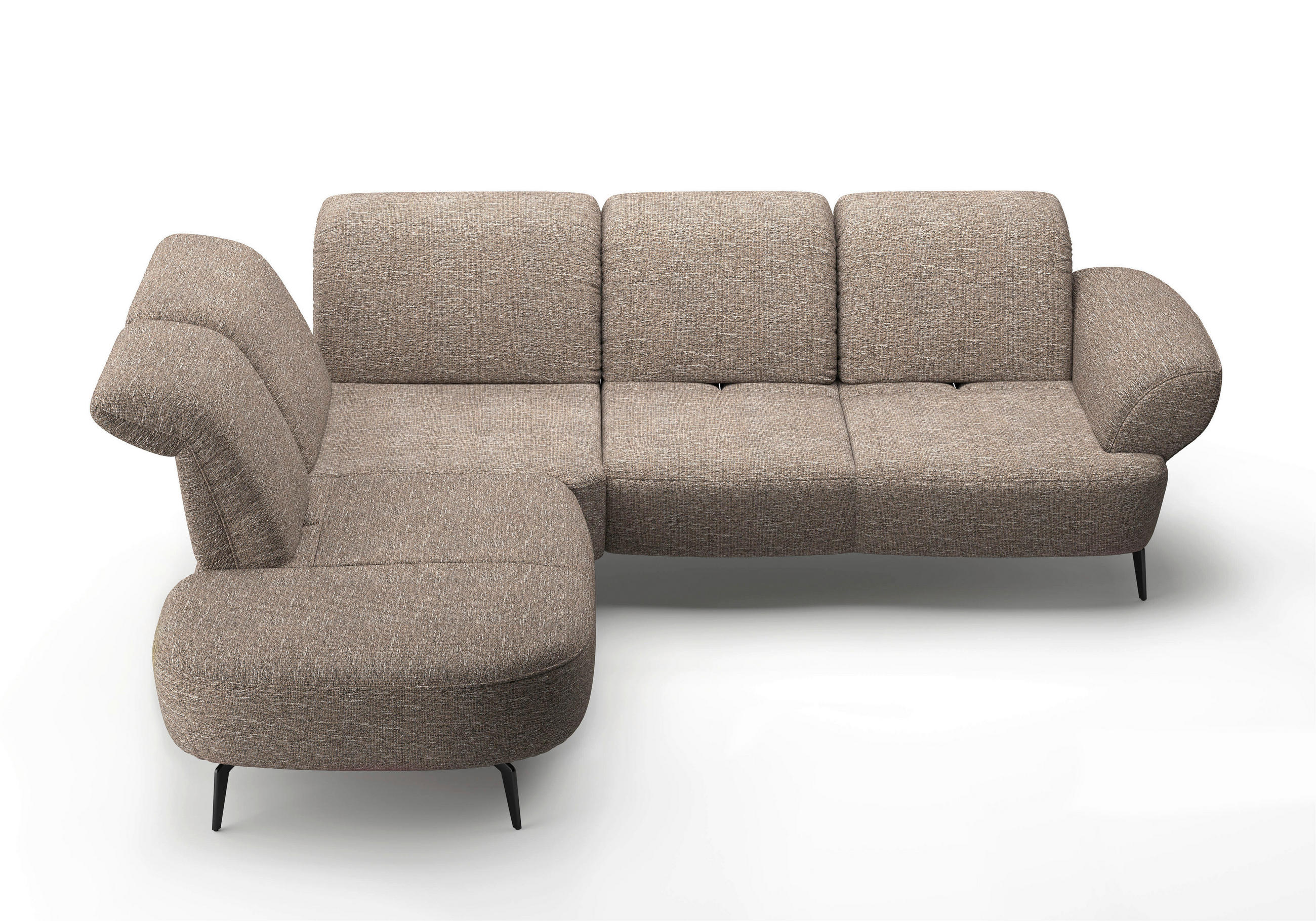 ECKSOFA in Chenille Cappuccino  - Schwarz/Cappuccino, Modern, Textil/Metall (270/302cm) - Sit & More