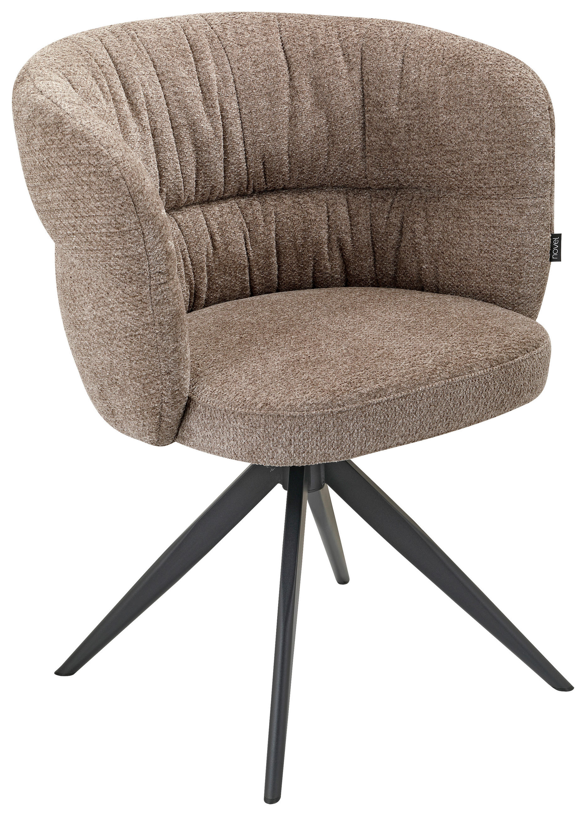 ARMLEHNSTUHL  in Eisen Chenille  - Hellbraun/Schwarz, Design, Textil/Metall (63,5/81,5/61cm) - Novel