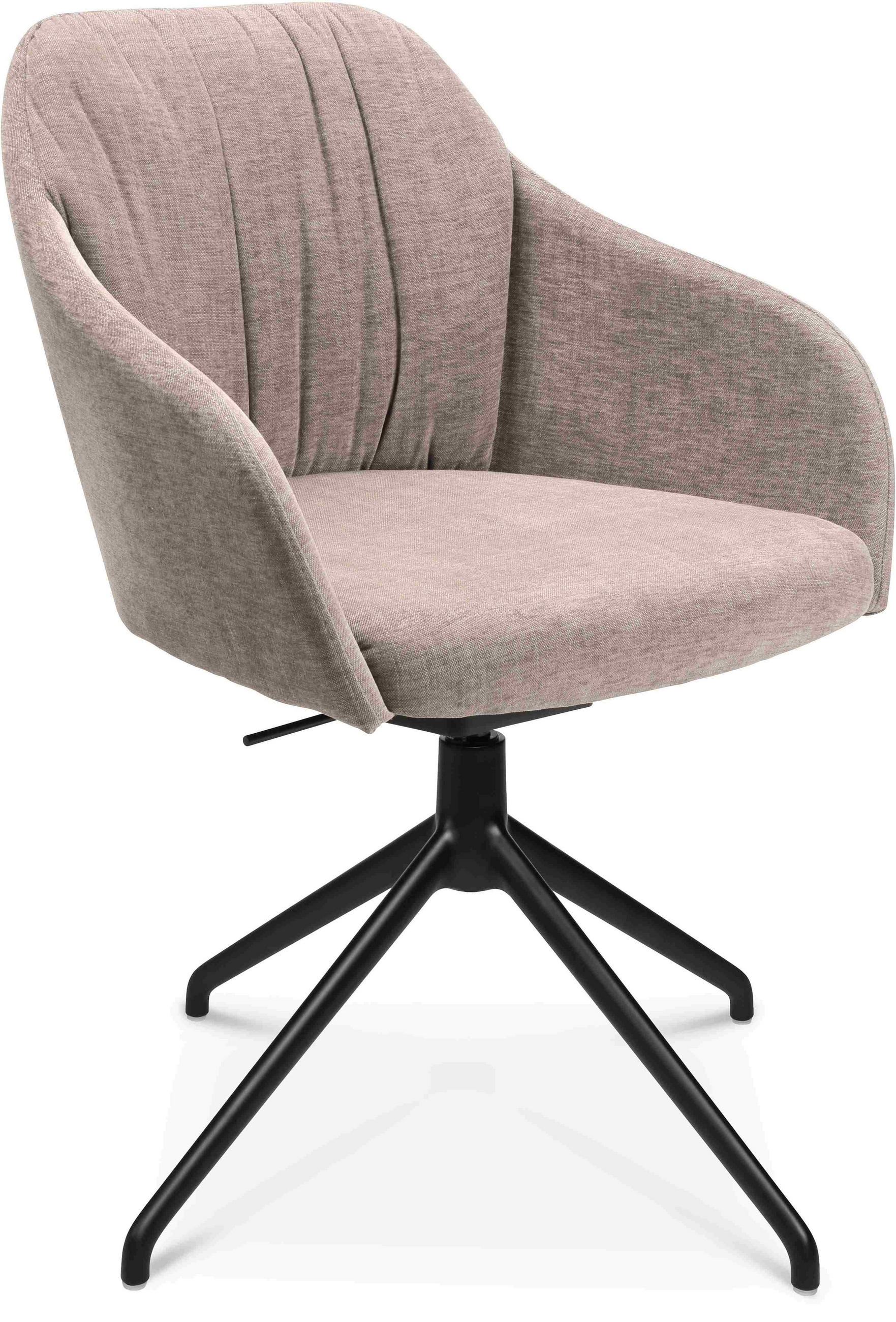 ARMLEHNSTUHL  in Aluminium Velours  - Ecru/Schwarz, Design, Textil/Metall (58/81,5-84,5/60cm) - Johann Jakob
