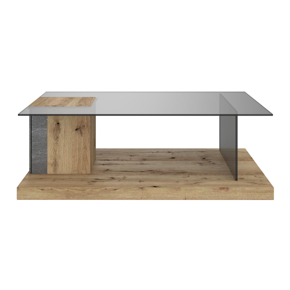 COUCHTISCH in Holz, Glas, Stein 120,6/75,6/42,3 cm  - Wildeiche/Graphitfarben, Design, Glas/Holz (120,6/75,6/42,3cm) - Voglauer