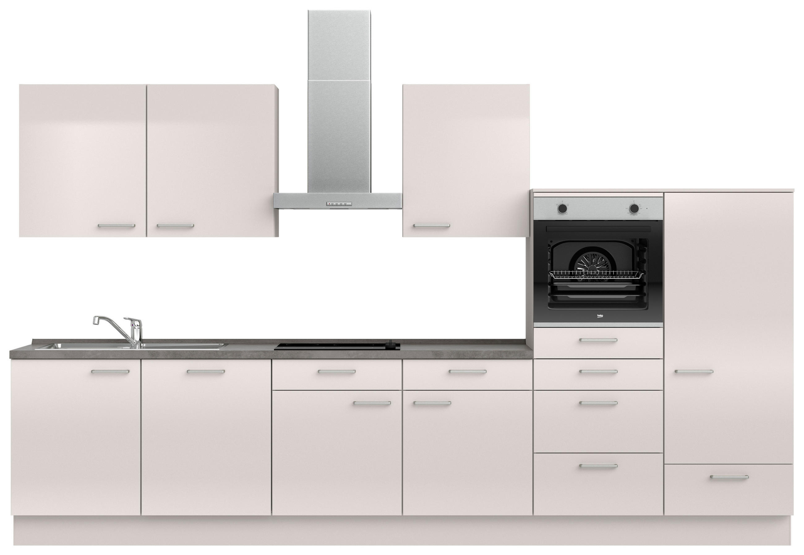 KÜCHENLEERBLOCK 360 cm   in Schieferfarben, Hellgrau  - Schieferfarben/Edelstahlfarben, MODERN, Holzwerkstoff/Metall (360cm) - Nobilia