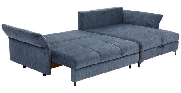 ECKSOFA Blau Chenille  - Blau/Schwarz, KONVENTIONELL, Textil/Metall (291/153cm) - Hom`in