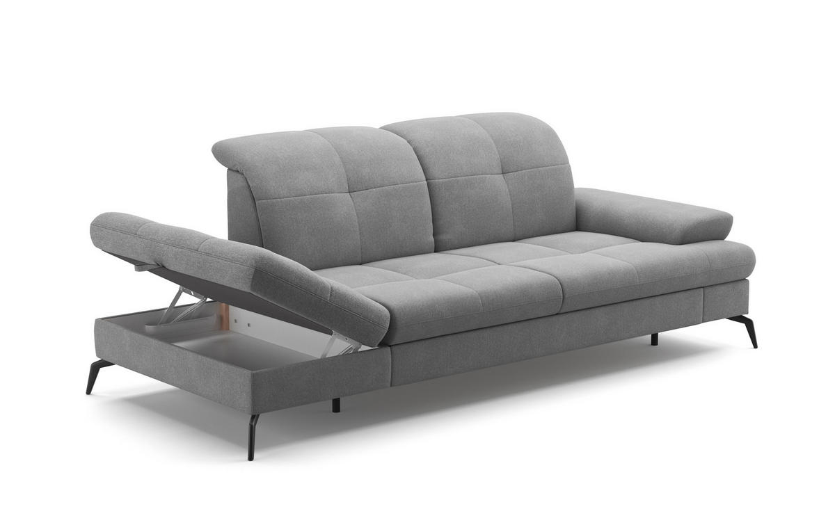 RÉCAMIERE in Flachgewebe Grau  - Schwarz/Grau, Konventionell, Textil/Metall (231/90/122cm) - Sit & More