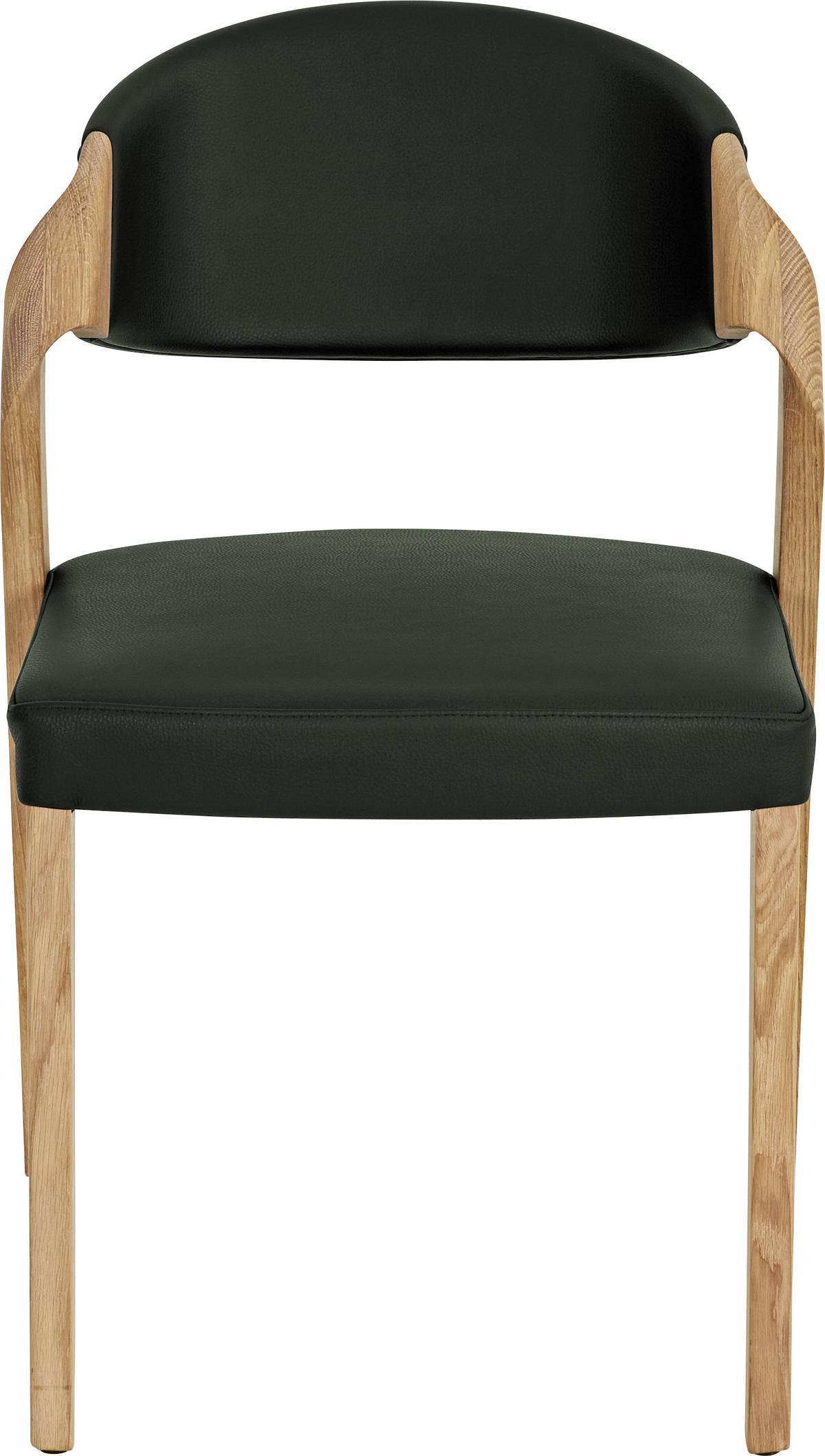 STUHL  in Echtleder pigmentiert  - Dunkelgrün/Eichefarben, Natur, Leder/Holz (53/82/57cm) - Voglauer