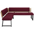 ECKBANK 190/220 cm in Dunkelrot - Schwarz/Dunkelrot, MODERN, Holzwerkstoff/Textil (190/220cm) - Venda