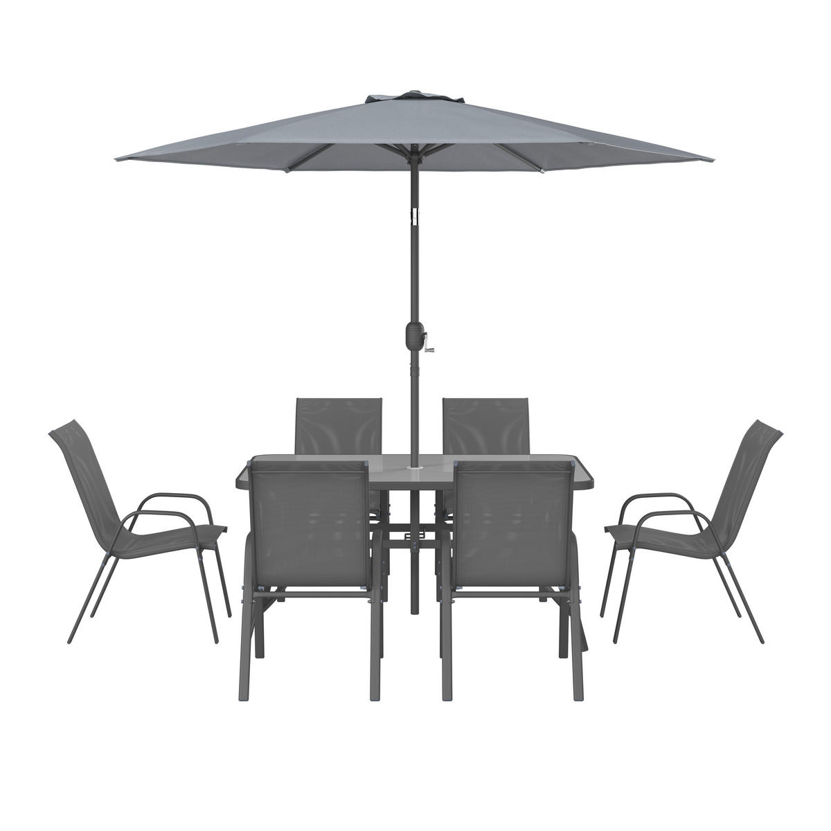 GARTENSET 8-teilig  - Dunkelgrau/Hellgrau, KONVENTIONELL, Glas/Textil (54/70/90cm) - Xora