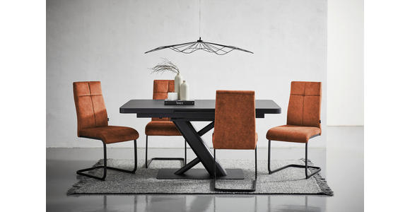 SCHWINGSTUHL in Eisen Webstoff - Rostfarben/Schwarz, Design, Textil/Metall (45/92/62cm) - Novel