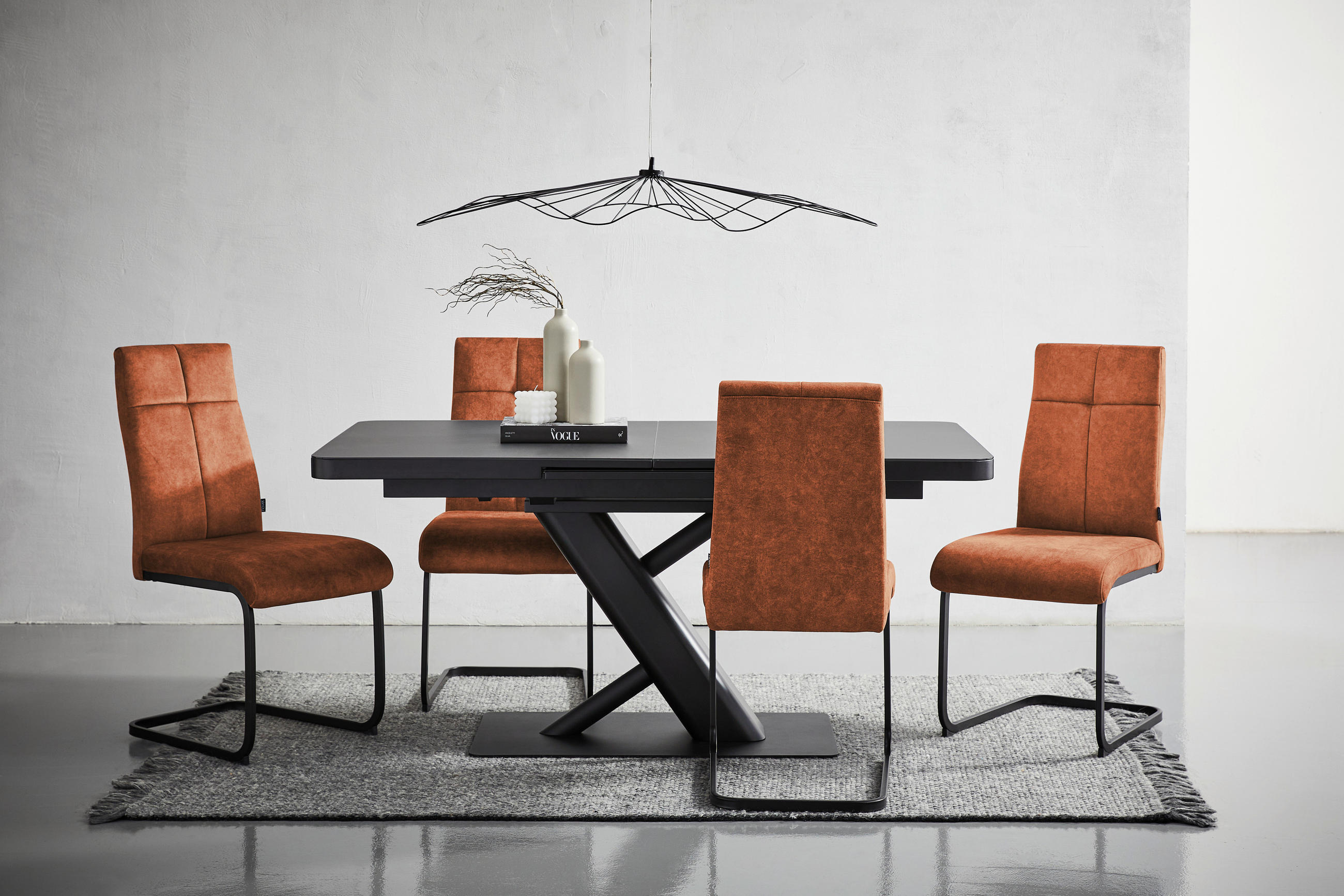 SCHWINGSTUHL  in Eisen Webstoff  - Rostfarben/Schwarz, Design, Textil/Metall (45/92/62cm) - Novel