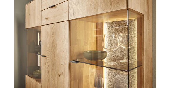 HIGHBOARD Wildeiche  136,9/138,3/37,1 cm  - Wildeiche/Schwarz, Natur, Glas/Holz (136,9/138,3/37,1cm) - Valnatura
